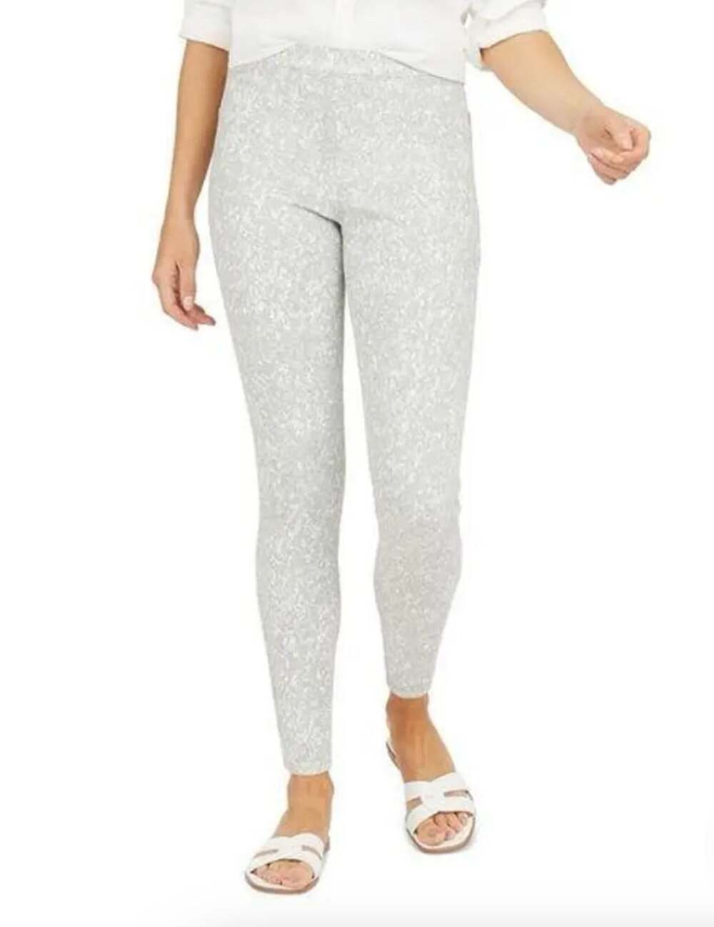 SPANX Jean-ish Ankle Leggings Slimming Stretch Speckled Gray Women's Large
